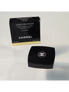 EMPTY Jar Chanel Powder Blush Black Glass Compact With Box And Brush